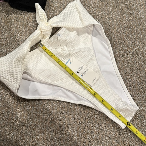 NWT! Cupshe High Thigh, High Waist Bikini Bottoms with Tie Front - Neutral Bone - Picture 7 of 8